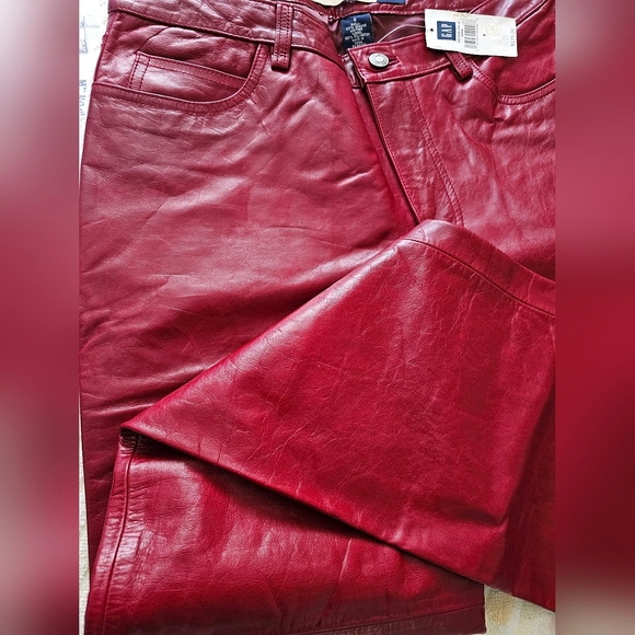 GAP Genuine Leather Burgundy Pants Size 8 - Picture 4 of 4